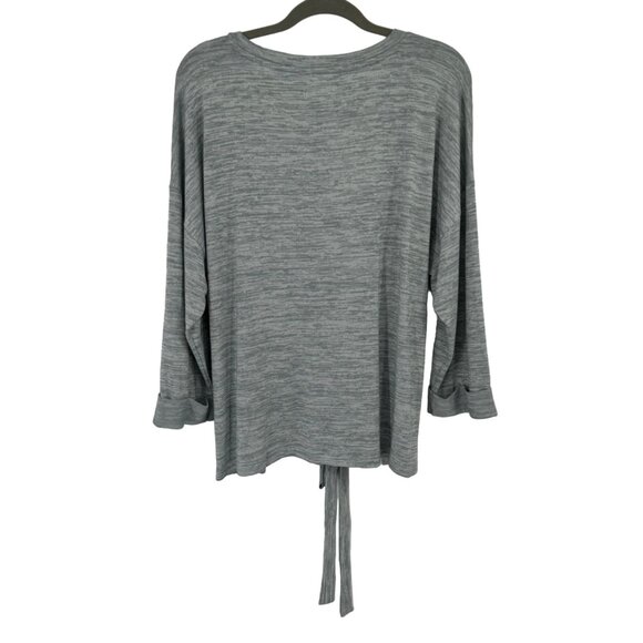 Lucky Brand Womens Grey Tie Front shirt top Size Large Knit Pullover new - Picture 11 of 11
